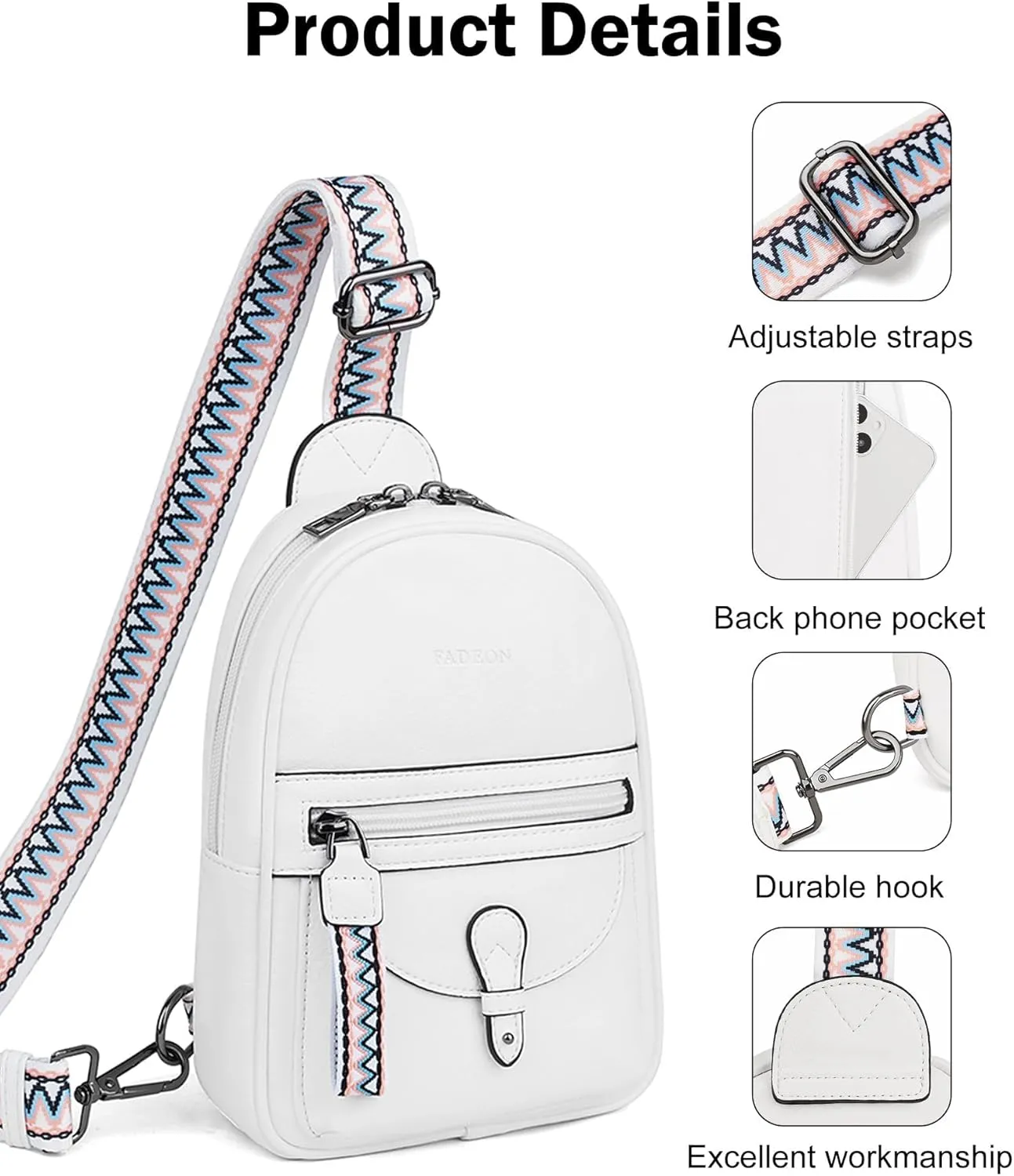 FADEON Small Sling Bag for Women - Mini Crossbody Bag - Designer Sling Purse Cute PU Leather Shoulder Bags