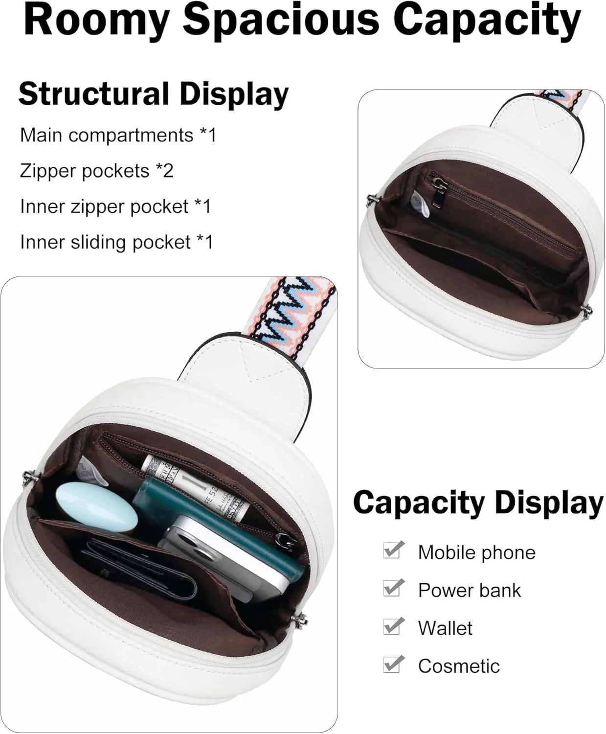FADEON Small Sling Bag for Women - Mini Crossbody Bag - Designer Sling Purse Cute PU Leather Shoulder Bags