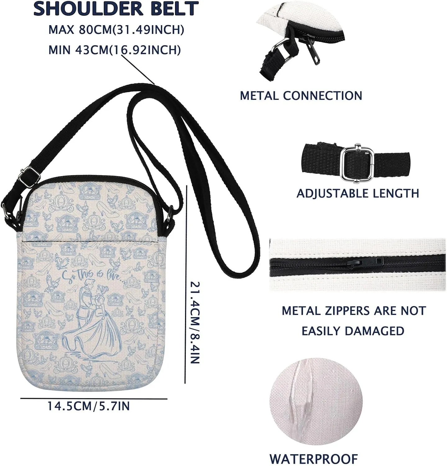 Fairy Tale Princess Gift Princess Cinderella Crossbody Bag For Friend Sister Glass Slipper Gift