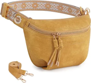 Fanny Pack Crossbody Bags for Women Vegan Leather Belt Bag Waist Pack Causal Chest Bum Bag With 2 Straps Yellow