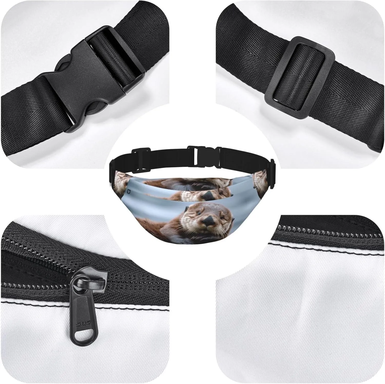 Fanny Pack for Men Women Waist Bag Adjustable Waist Pack Crossbody Belt Bag Lazy and Relaxing Otter Bum Bag