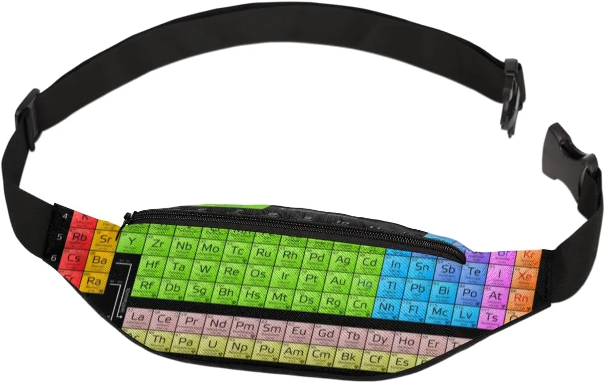 Fanny Pack for Women Men Chemical Element Table Pattern Waist Pack Crossbody Bag with Adjustable Straps for Hiking Running Walking Travel Cycling