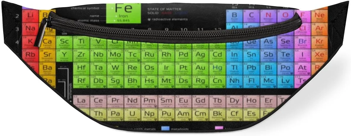 Fanny Pack for Women Men Chemical Element Table Pattern Waist Pack Crossbody Bag with Adjustable Straps for Hiking Running Walking Travel Cycling
