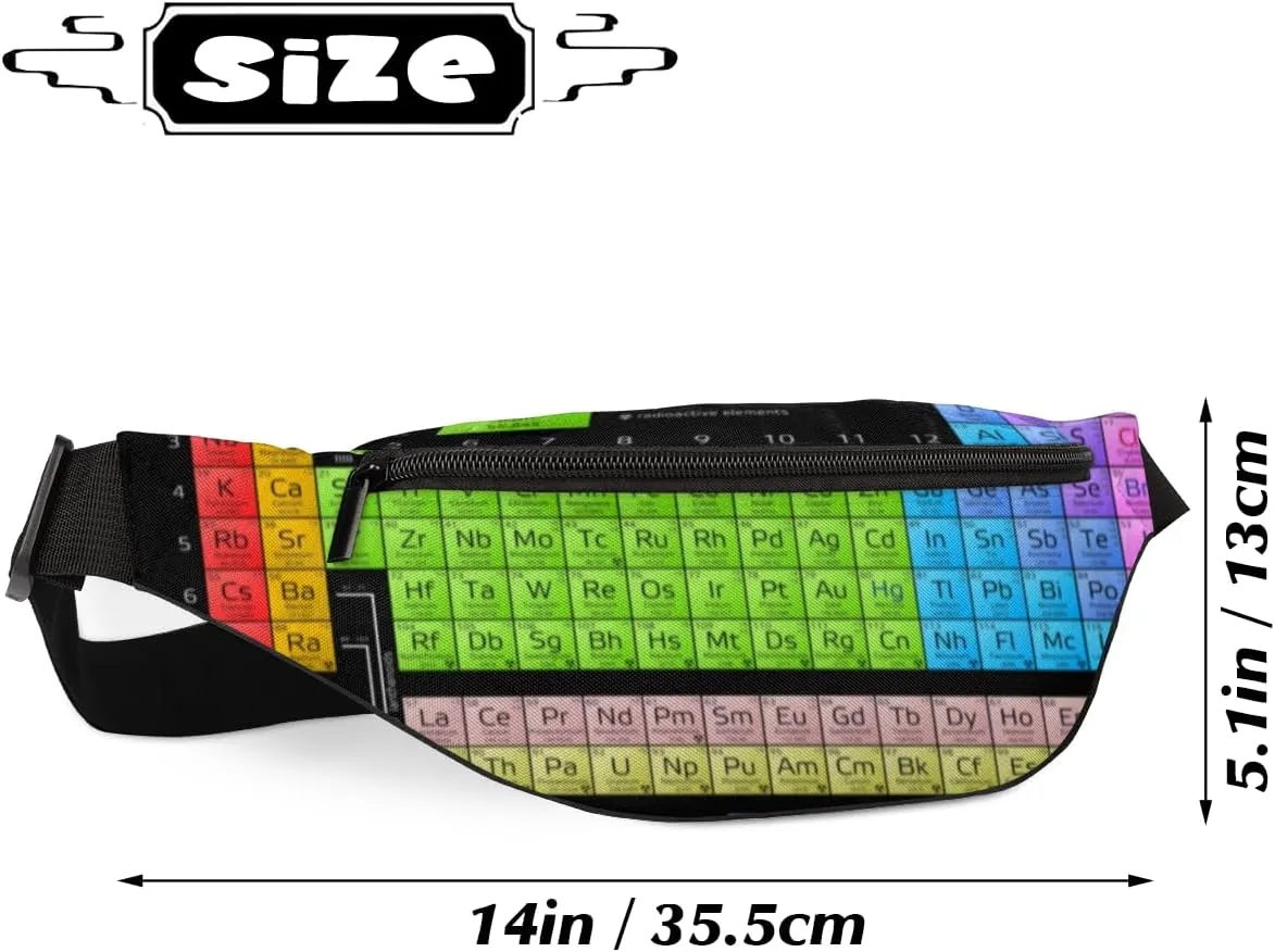 Fanny Pack for Women Men Chemical Element Table Pattern Waist Pack Crossbody Bag with Adjustable Straps for Hiking Running Walking Travel Cycling