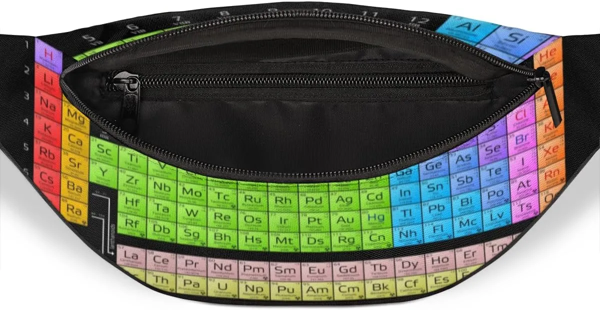 Fanny Pack for Women Men Chemical Element Table Pattern Waist Pack Crossbody Bag with Adjustable Straps for Hiking Running Walking Travel Cycling