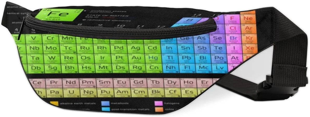 Fanny Pack for Women Men Chemical Element Table Pattern Waist Pack Crossbody Bag with Adjustable Straps for Hiking Running Walking Travel Cycling
