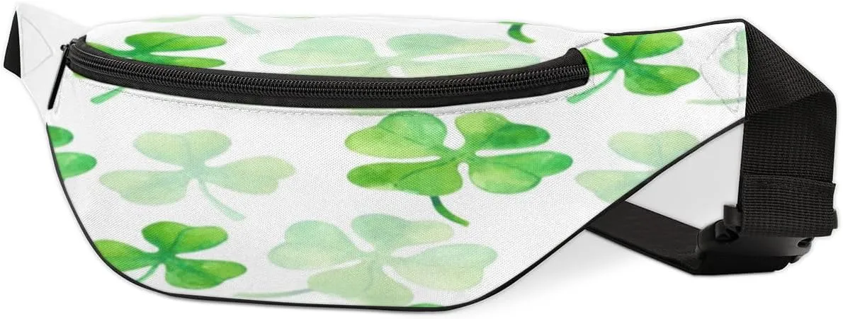 Fanny Pack for Women Men Waist Pack Four Leaves Lucky Clover Crossbody Bag with Adjustable Straps for Hiking Running Walking Travel Cycling