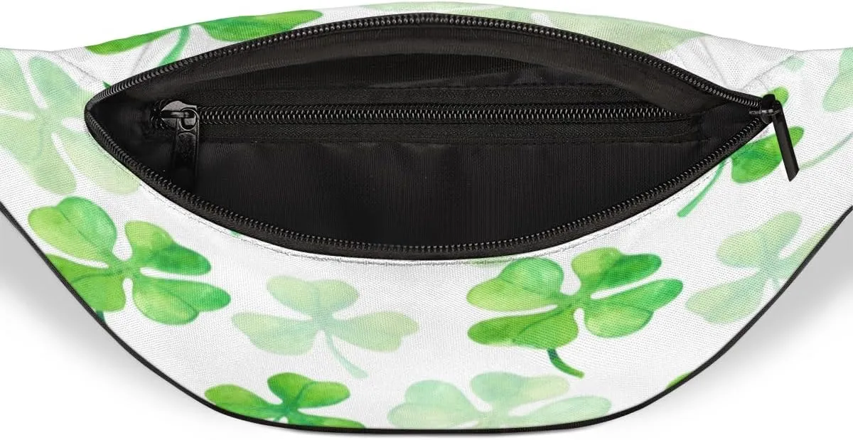 Fanny Pack for Women Men Waist Pack Four Leaves Lucky Clover Crossbody Bag with Adjustable Straps for Hiking Running Walking Travel Cycling
