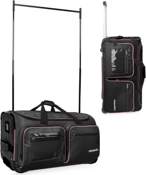 Fanwoli 23" Dance Bag with Garment Rack | Upgraded Stable System & Fabric | More Lightweight & Wear-Resistant | Ideal Competition Rolling Duffle Bag