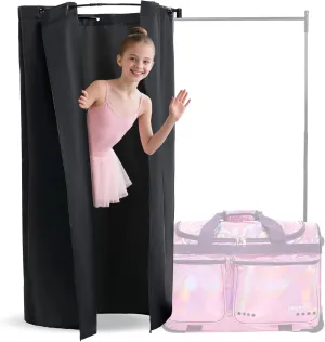 Fanwoli Mini Changing Room System for Dance Bag with Rack, Detachable 360° Privacy Curtain for Comprehensive Privacy Protection, No Exposure Risk, No Occupation of Backstage Space (Not Included Bag)