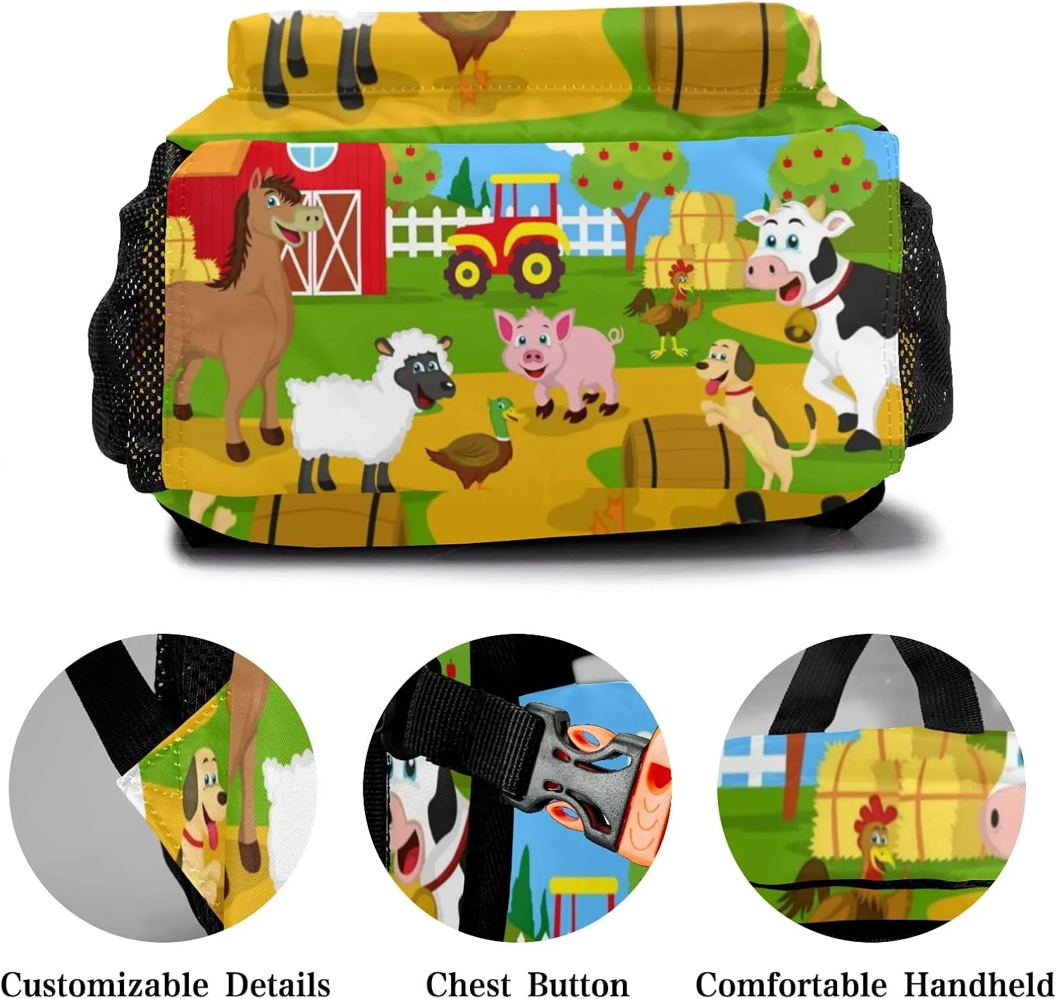 Farm House Animals Personalized School Backpack for Kid Boy Girls Primary Daypack Bookbag Custom Name Travel Bag