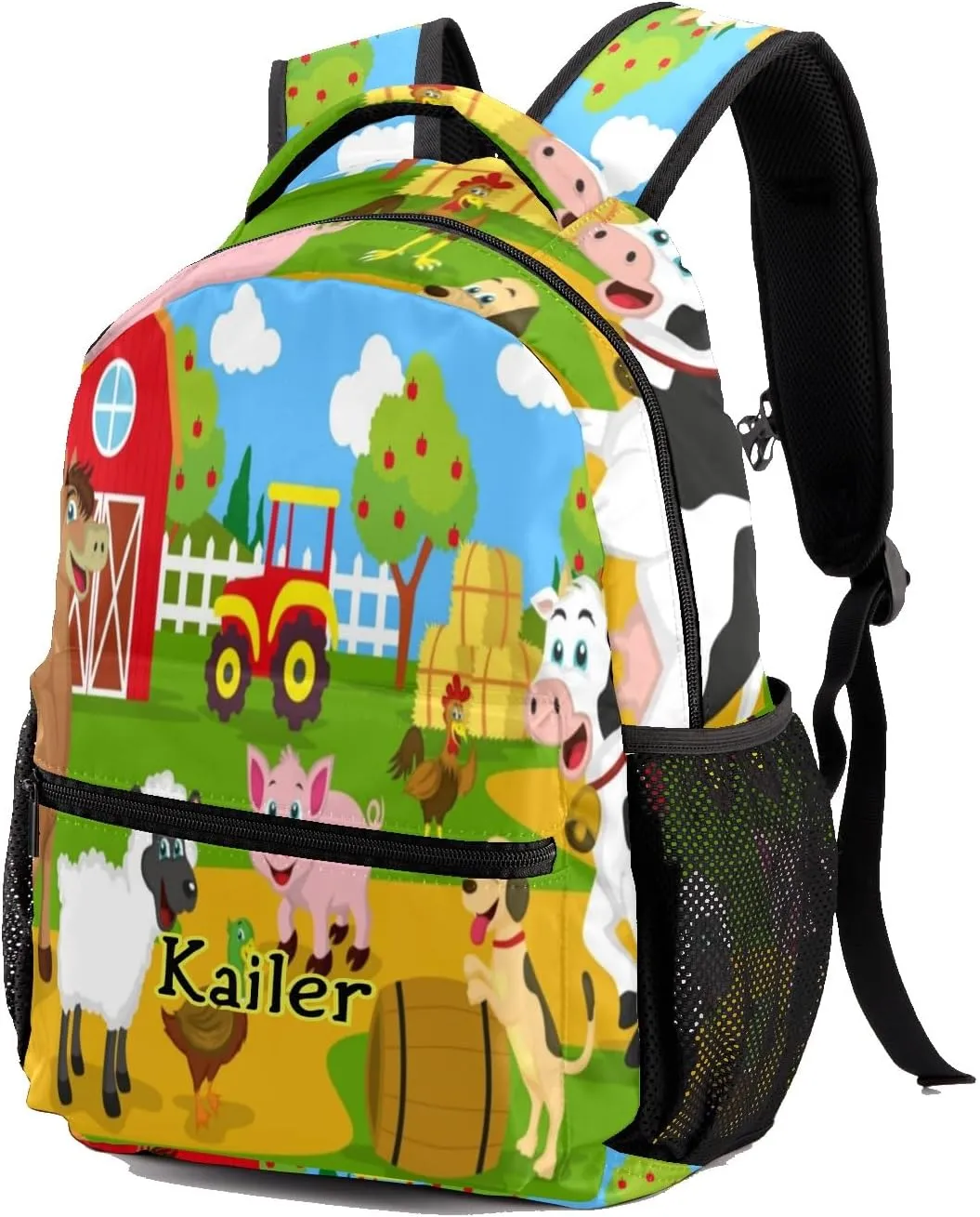 Farm House Animals Personalized School Backpack for Kid Boy Girls Primary Daypack Bookbag Custom Name Travel Bag