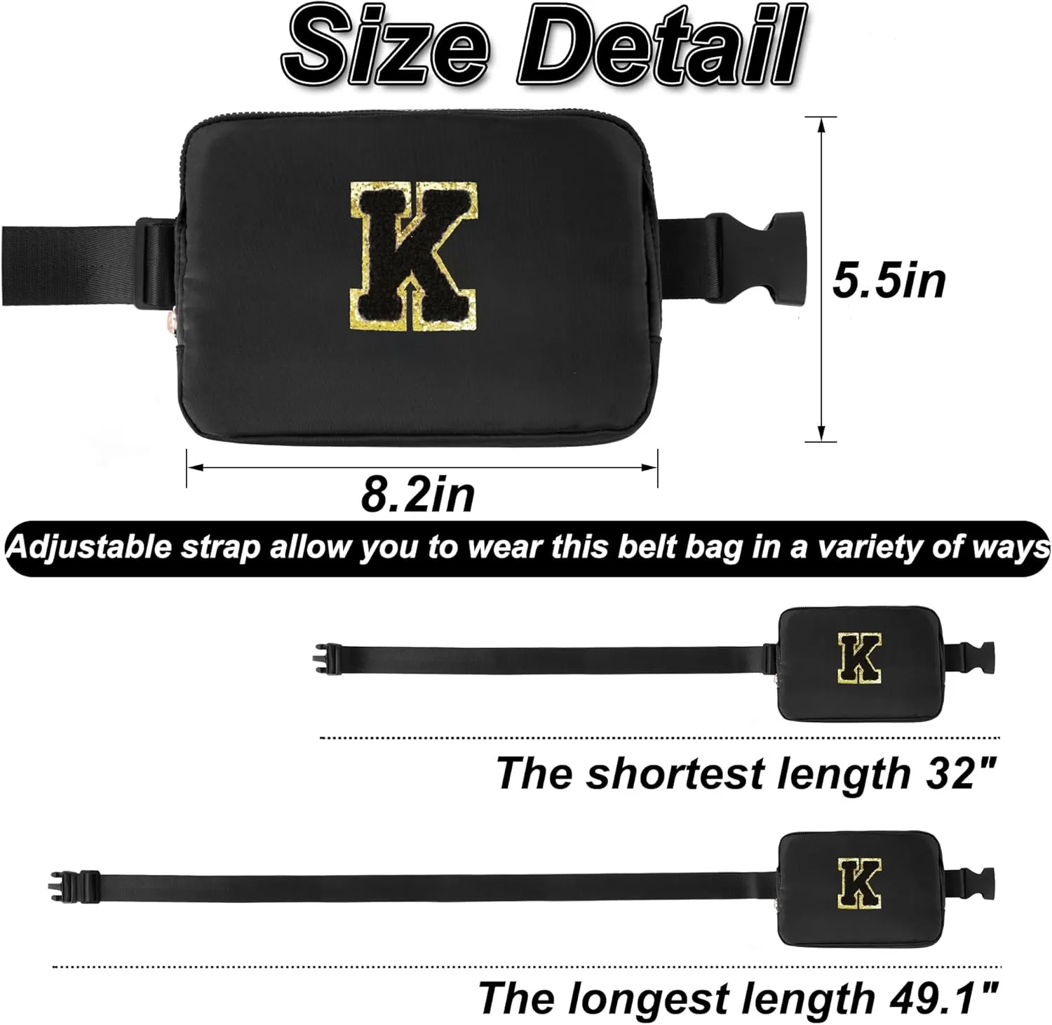 Fathers Gifts from Son Personalized - Dad Gifts for Fathers,Fathers Gifts for Dad Him,Initial Cross Body Bags Belt Bag | Black,K