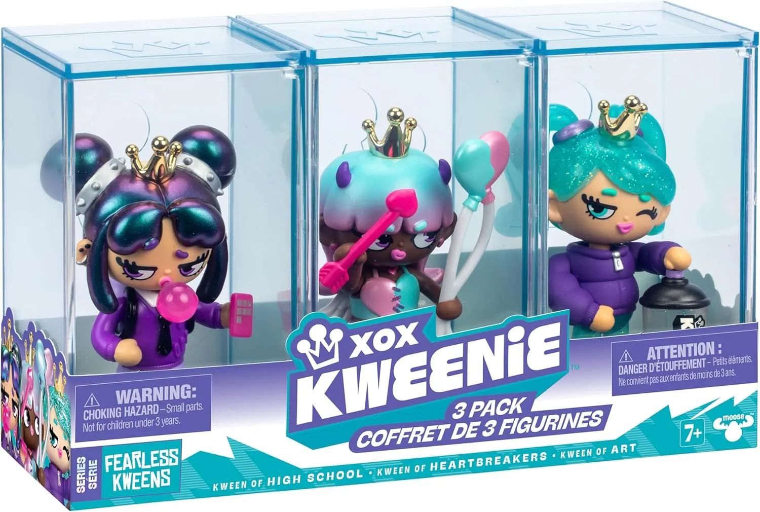 Fearless Kweens Series Premium Figurine and Display Case, 4 Inch/Approx 10cm Tall Collectible Art-Toy, 3 Pack, Every Kween is Unique