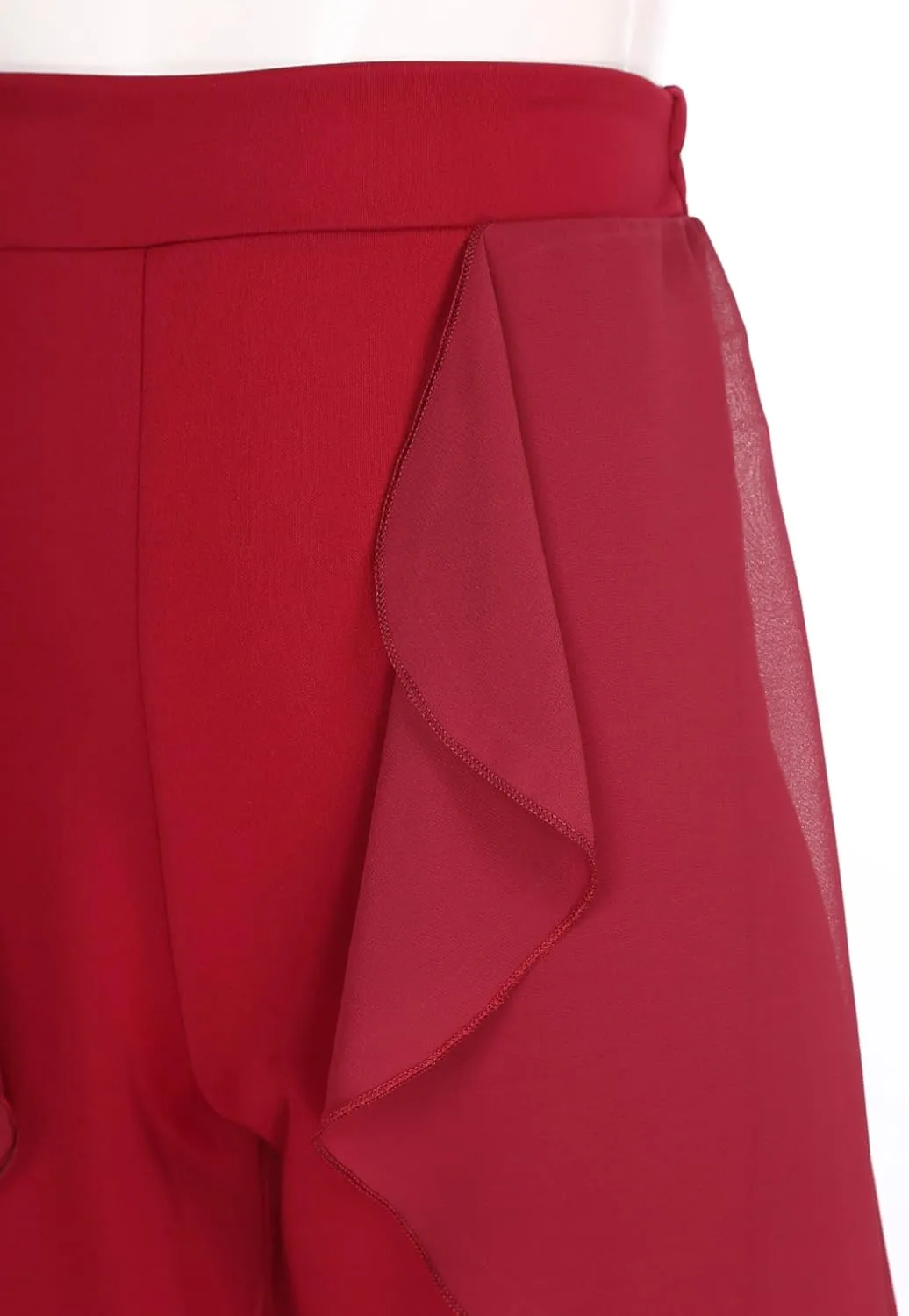 FEESHOW Women's Ruffled Drape Latin Dance Pants High Waist Wide-Leg Trousers Tango Salsa Samba Dance Costume