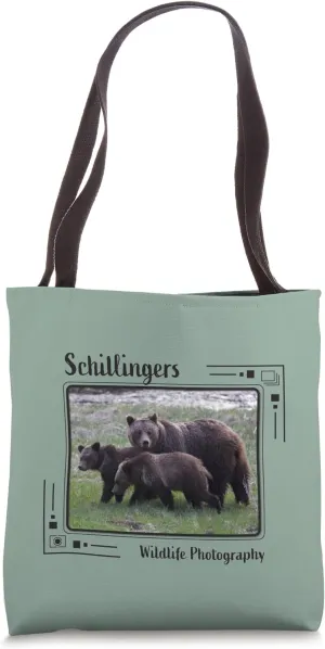Female Grizzly With Two Cubs Tote Bag