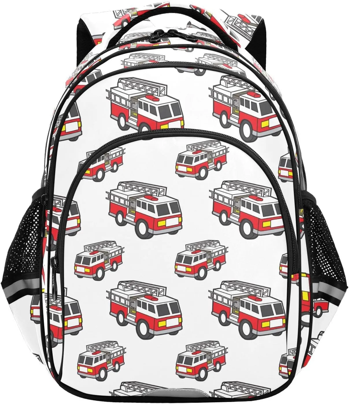 Fire Engine Pattern Backpack for Kids Elementary School Bag Girls Boys Bookbag Travel Backpack Daypack