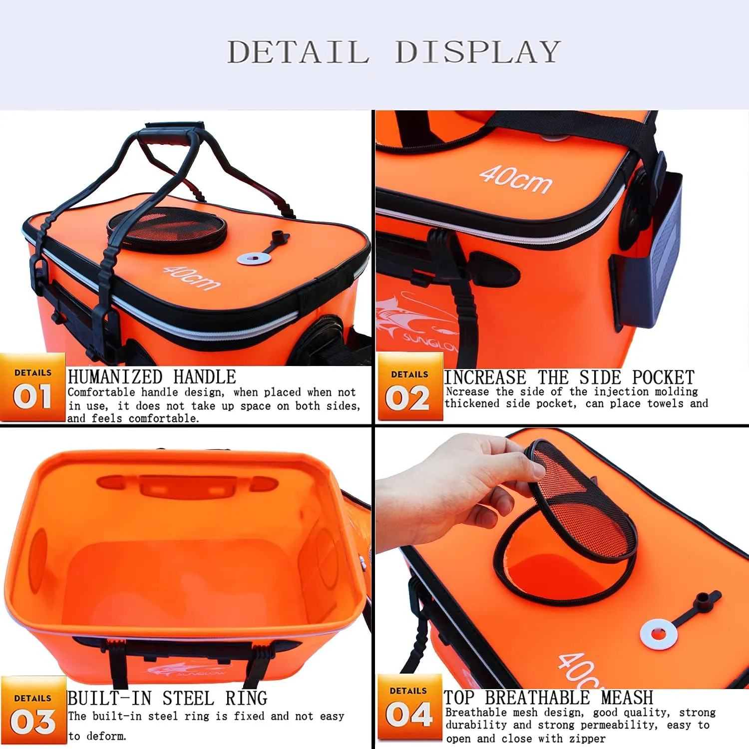 Fishing Bucket, 6Gallon/8Gallon/10Gallon Foldable Fish Bucket,Live Fish Container Multi-Functional Live Fish Bait Bucket,Outdoor Camping EVA Fishing Bag and Fish Protection Bucket