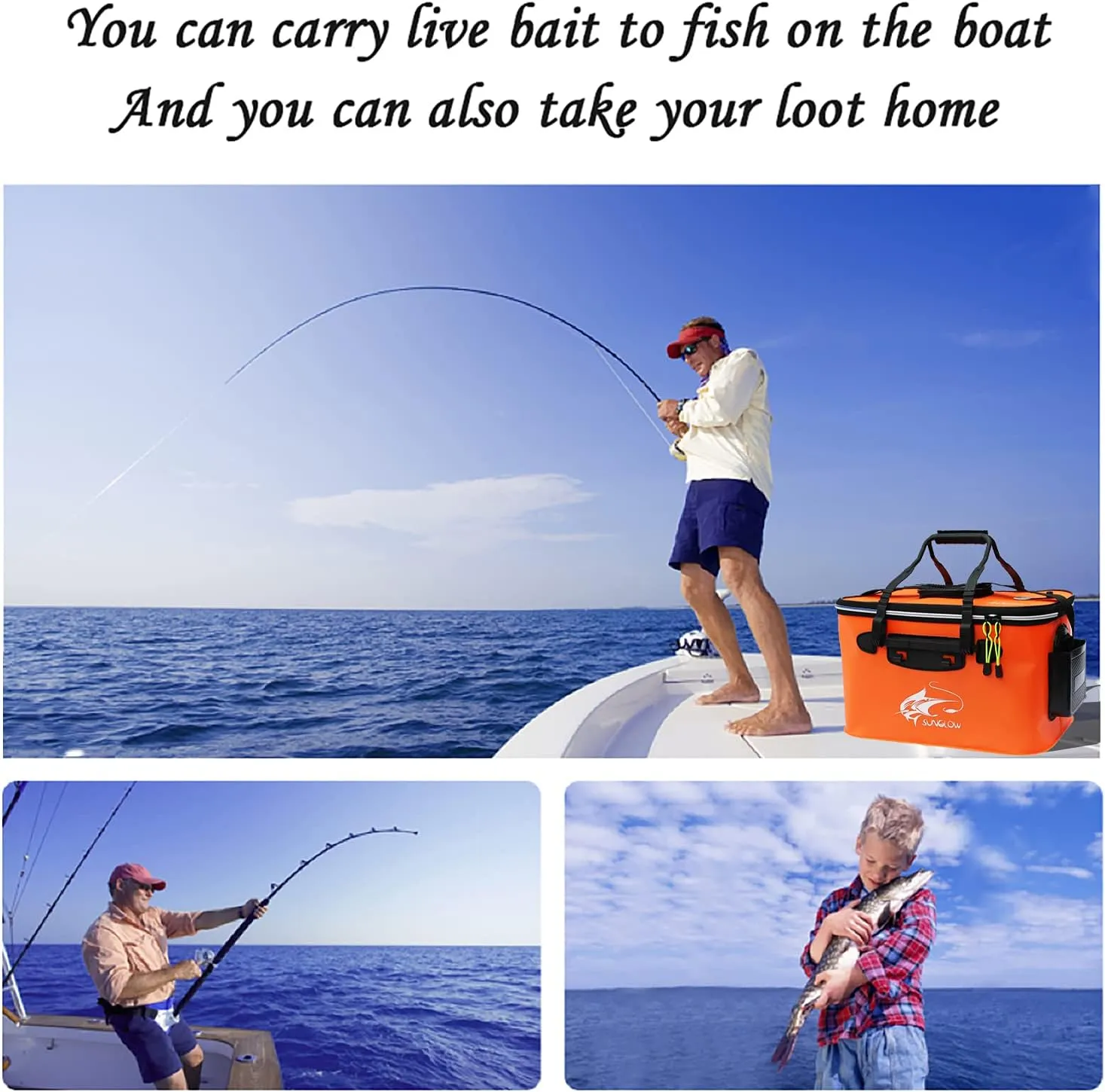 Fishing Bucket, 6Gallon/8Gallon/10Gallon Foldable Fish Bucket,Live Fish Container Multi-Functional Live Fish Bait Bucket,Outdoor Camping EVA Fishing Bag and Fish Protection Bucket