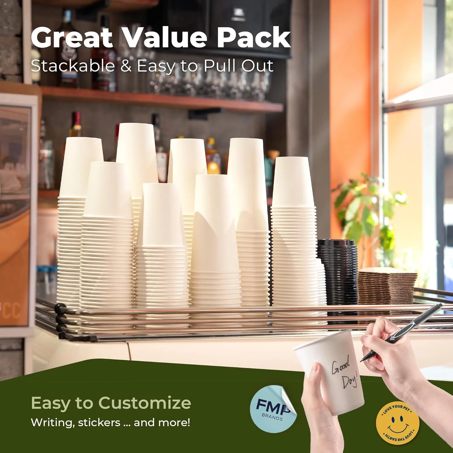 Fit Meal Prep 100 Pack 16 oz Disposable Coffee Cups with Lids, Sleeves, Leak-Proof To Go Coffee Cups with Lids, Durable Paper Cups for Hot Beverage, Home, Office, Party