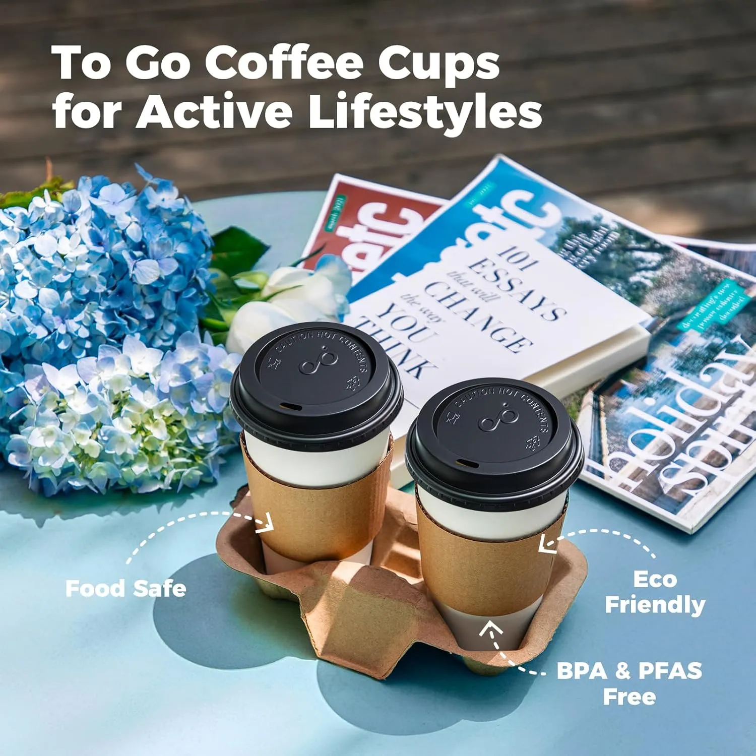 Fit Meal Prep 100 Pack 16 oz Disposable Coffee Cups with Lids, Sleeves, Leak-Proof To Go Coffee Cups with Lids, Durable Paper Cups for Hot Beverage, Home, Office, Party