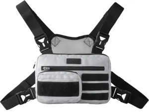 Fitdom Tactical Inspired Sports Utility Chest Pack. Chest Bag For Men With Built-In Phone Holder. This EDC Rig Pouch Vest is Perfect For Workouts, Cycling & Hiking