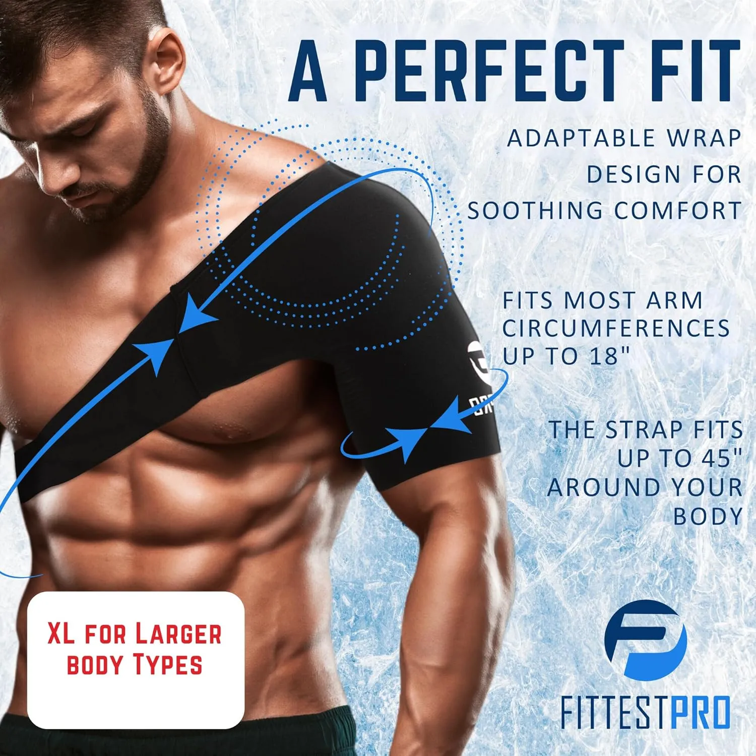 Fittest Pro Shoulder Ice Pack Wrap (XL) for Pain Relief, Reusable Cold Therapy Wrap for Tendonitis, Swelling, Rotator Cuff, and Recovery