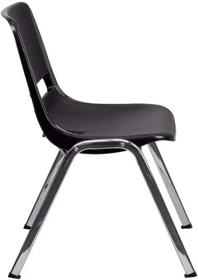 Flash Furniture 5 Pack HERCULES Series 880 lb. Capacity Black Ergonomic Shell Stack Chair with Chrome Frame and 18'' Seat Height