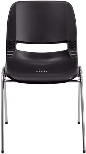 Flash Furniture 5 Pack HERCULES Series 880 lb. Capacity Black Ergonomic Shell Stack Chair with Chrome Frame and 18'' Seat Height