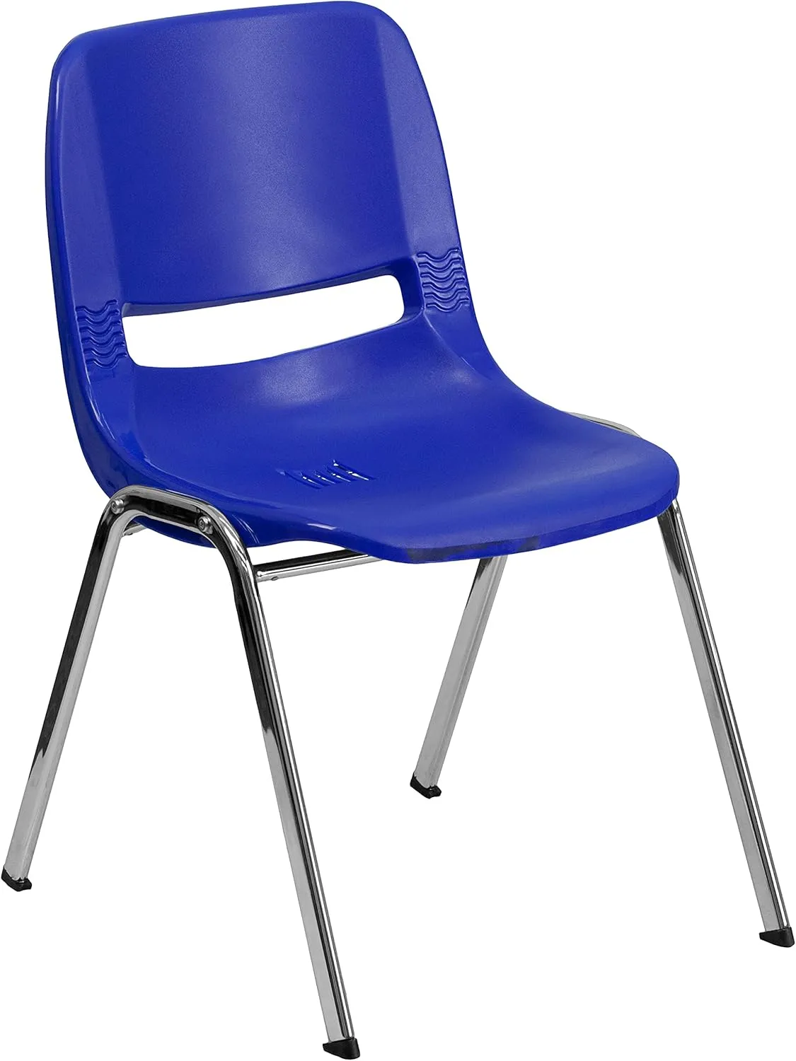 Flash Furniture 5 Pack HERCULES Series 880 lb. Capacity Navy Ergonomic Shell Stack Chair with Chrome Frame and 18'' Seat Height