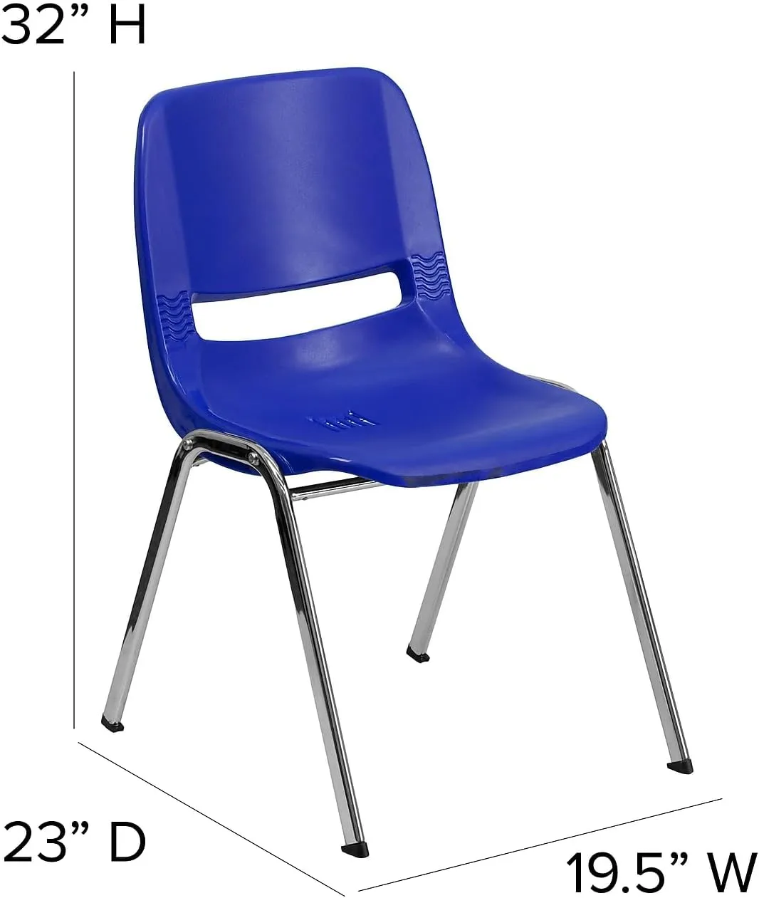 Flash Furniture 5 Pack HERCULES Series 880 lb. Capacity Navy Ergonomic Shell Stack Chair with Chrome Frame and 18'' Seat Height