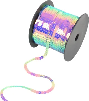 Flat Sequin Strip, 6mm String Metallic Sequin Strand, Multicolor, 100 Yards