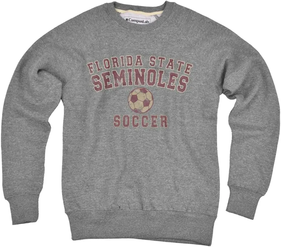 Florida State University Distressed Soccer Unisex Adult Slim Fit Crewneck Sweatshirt