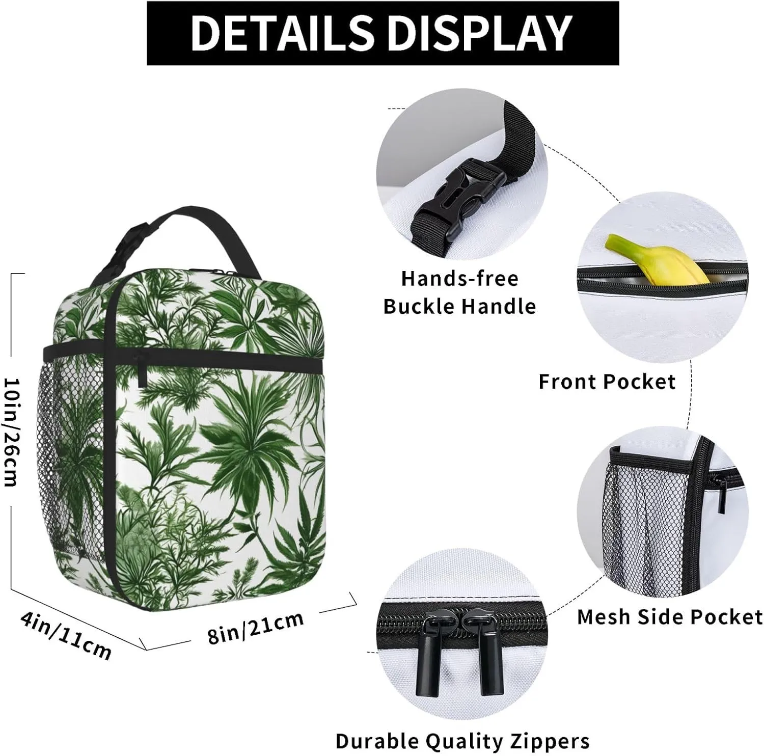 Flowering Herbs And Herbaceous Plants Insulated Lunch Bag For Men Women Lunchbox Designed For Office Work Travel