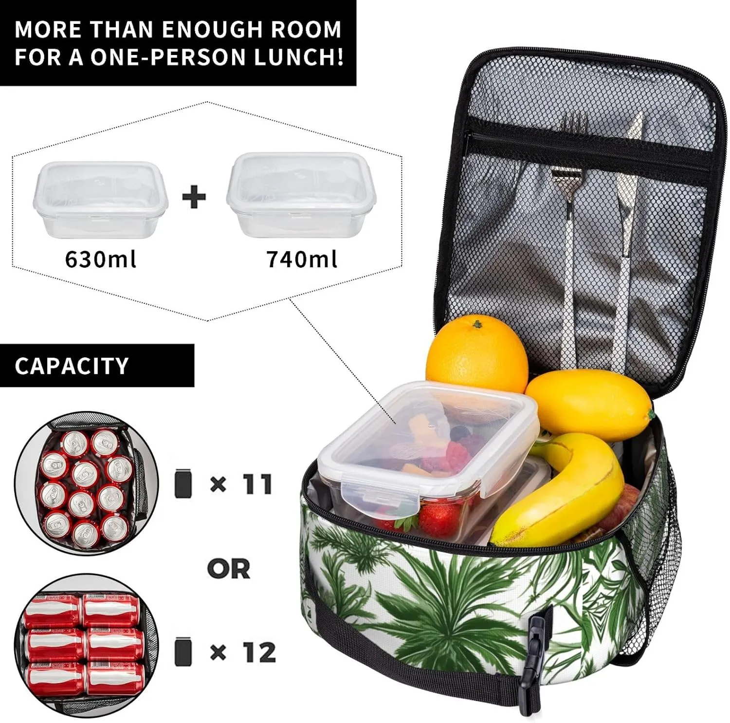 Flowering Herbs And Herbaceous Plants Insulated Lunch Bag For Men Women Lunchbox Designed For Office Work Travel