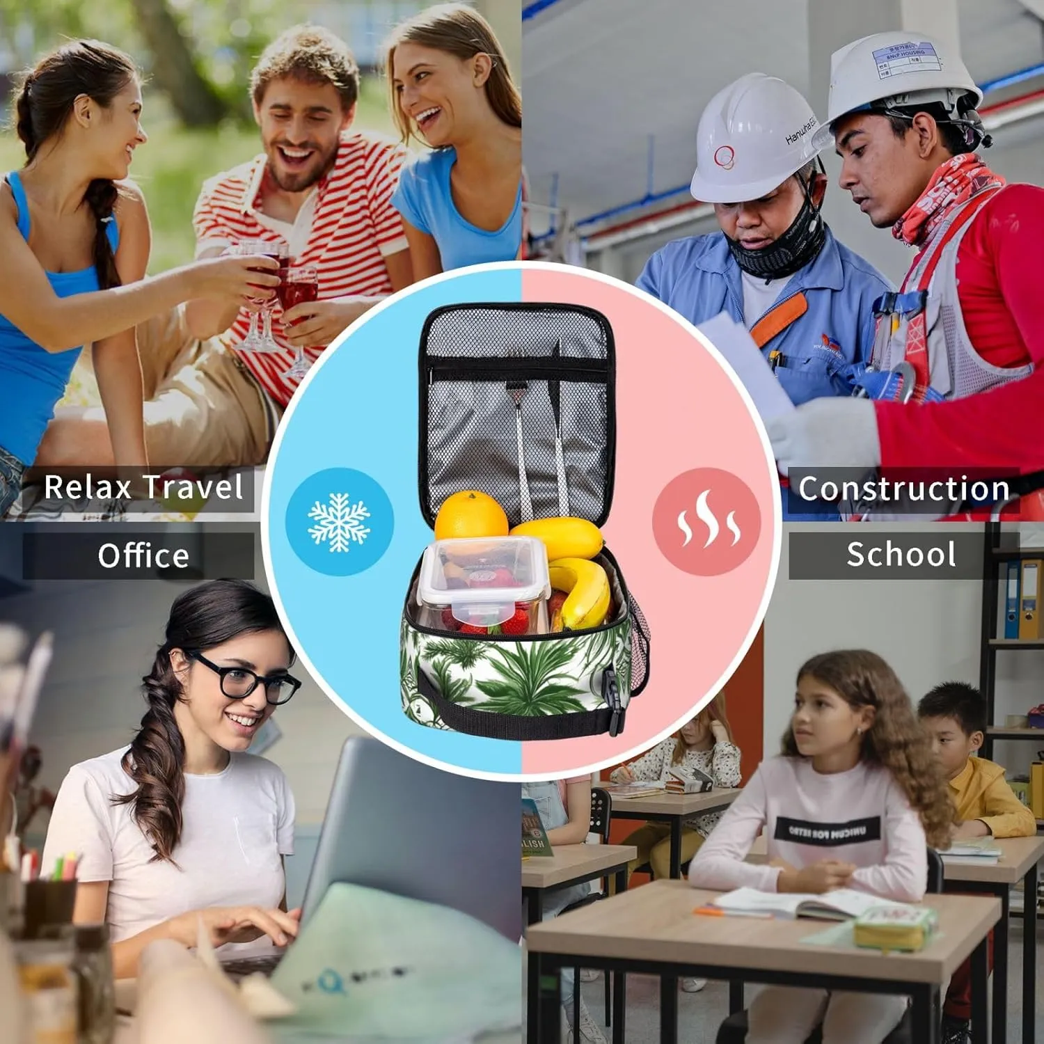 Flowering Herbs And Herbaceous Plants Insulated Lunch Bag For Men Women Lunchbox Designed For Office Work Travel