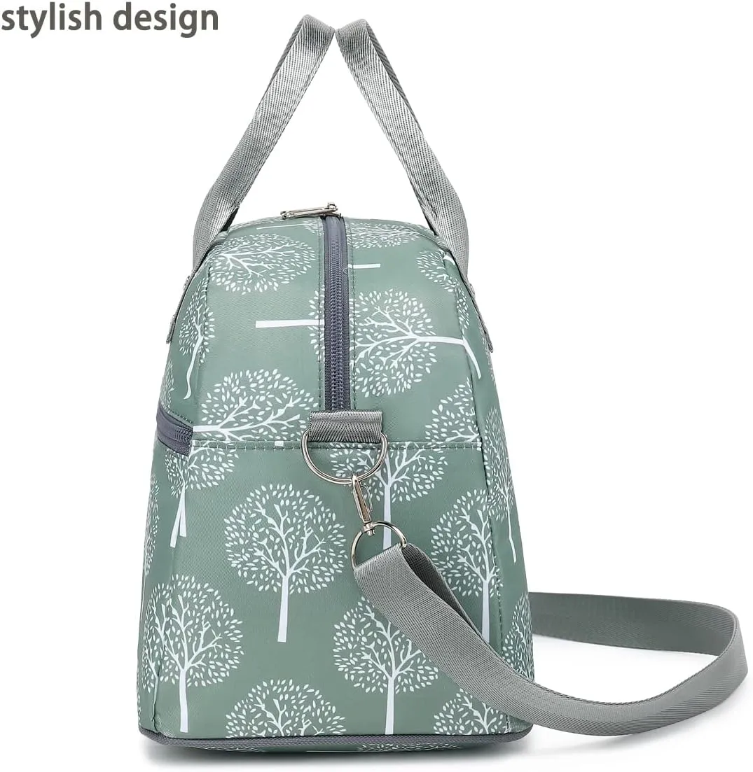 FlowFly Insulated Lunch Bag With Shoulder Strap for Women, Men, and Kids, Large and Reusable, Handle, Freezable Work and School Travel Tote and Meal Prep Organizer,Dandelion
