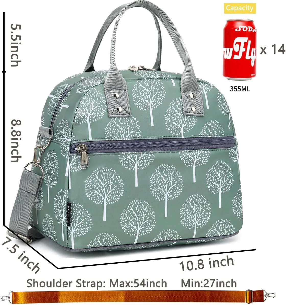 FlowFly Insulated Lunch Bag With Shoulder Strap for Women, Men, and Kids, Large and Reusable, Handle, Freezable Work and School Travel Tote and Meal Prep Organizer,Dandelion