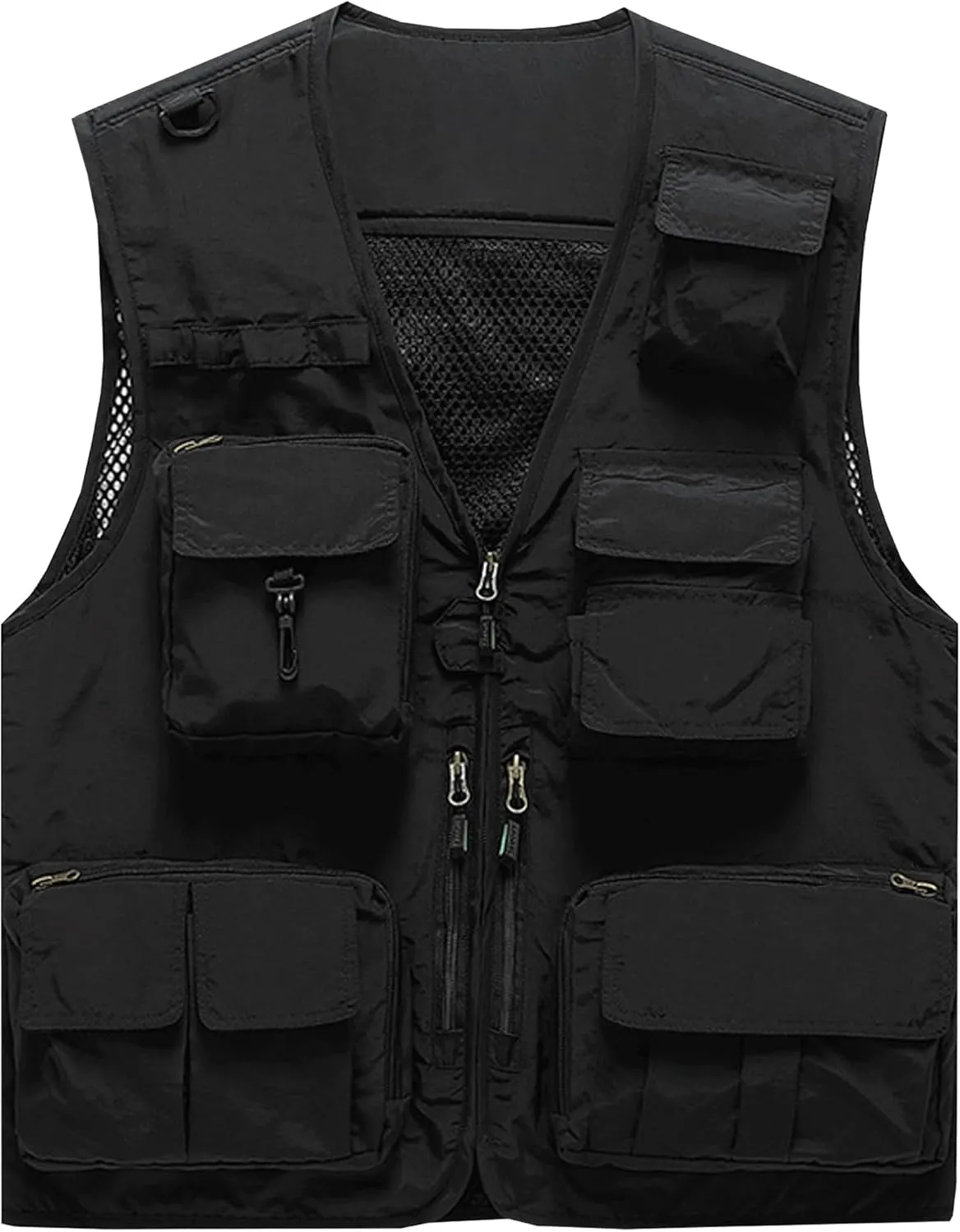 Flygo Men's Casual Lightweight Outdoor Fishing Work Safari Travel Photo Cargo Vest Jacket Multi Pockets