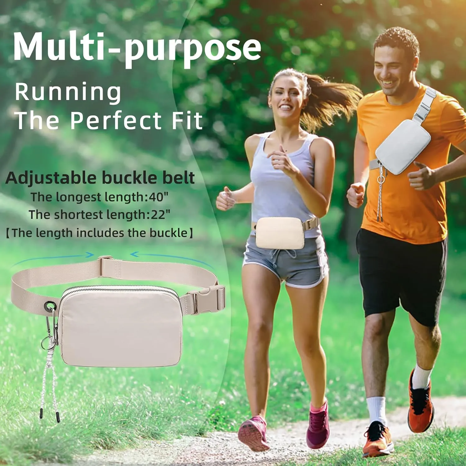 FODOKO Fanny Packs for Women Men, Fashionable Belt Bag Waist Pack for Women with Adjustable Strap, Bum Bag for Running Hiking Travel Workout (Brown)