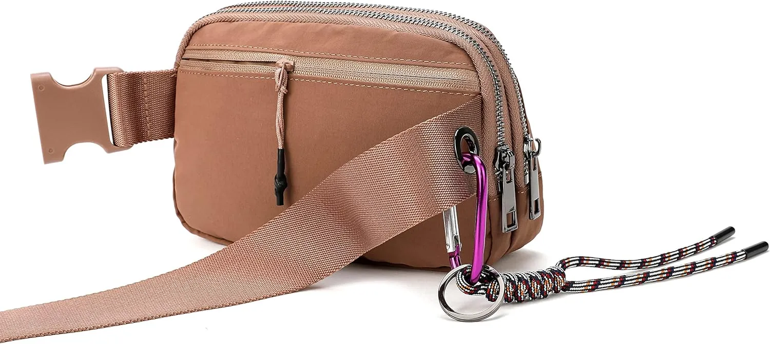 FODOKO Fanny Packs for Women Men, Fashionable Belt Bag Waist Pack for Women with Adjustable Strap, Bum Bag for Running Hiking Travel Workout (Brown)