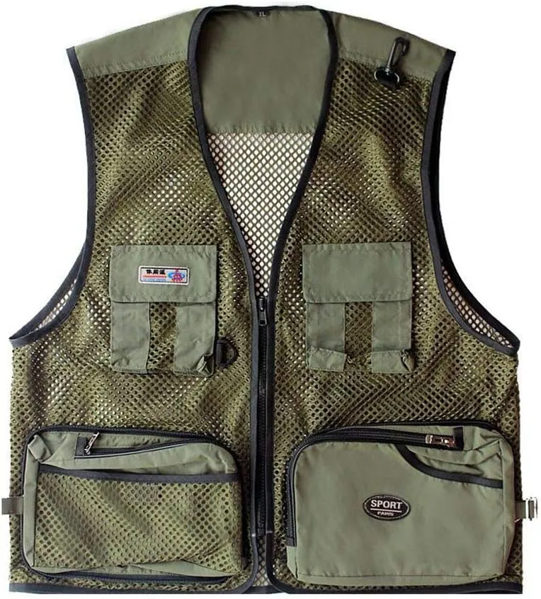 Foldable Outdoor Fishing Camping Travel Mesh Vest, Multi-Pockets Photography Lightweight Vests