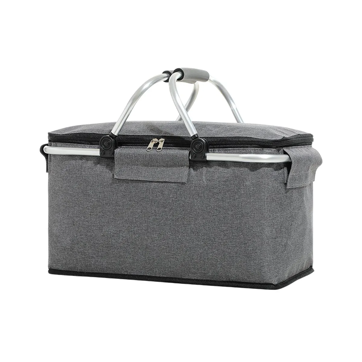Folding Picnic Basket Insulated Cooler Bag Portable Outdoor Grocery Storage