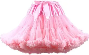 FOLOBE Women's Tulle Petticoat Soft Puffy Tutu Skirts Costume Ballet Dance Pettiskirts Multi-Layer