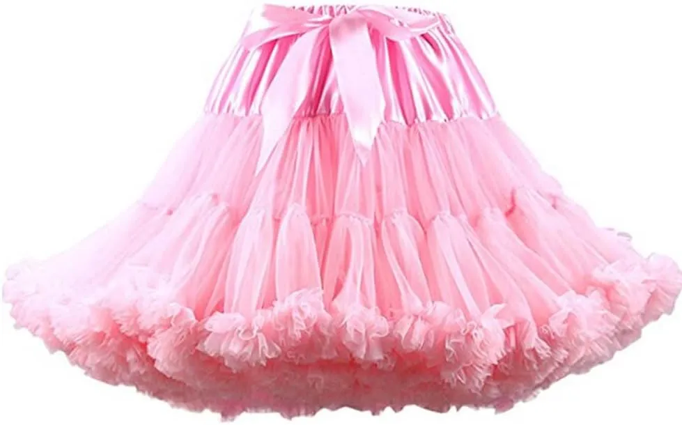FOLOBE Women's Tulle Petticoat Soft Puffy Tutu Skirts Costume Ballet Dance Pettiskirts Multi-Layer