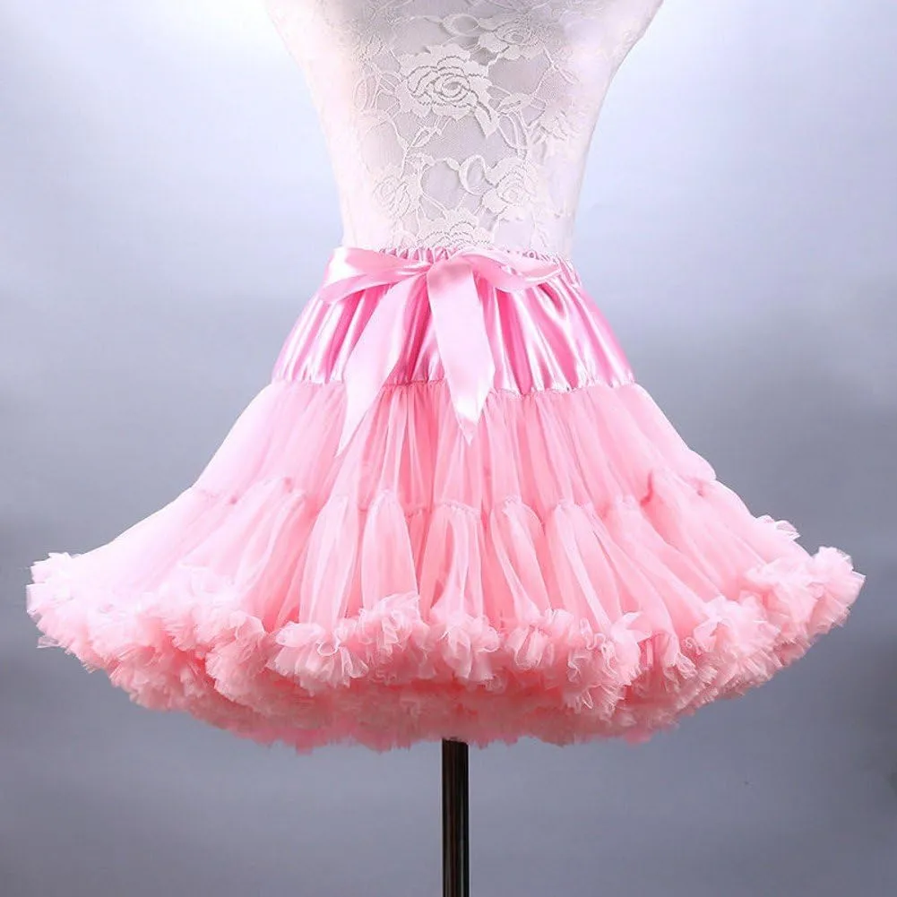 FOLOBE Women's Tulle Petticoat Soft Puffy Tutu Skirts Costume Ballet Dance Pettiskirts Multi-Layer