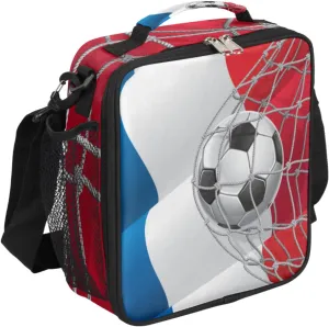 Football Insulated Lunch Bag Soccer Kids Lunch Box Reusable Leakproof Lunch Bag for Girls Boys Cooler Tote Bag with Adjustable Shoulder Strap for School Picnic Work Travel Outdoor