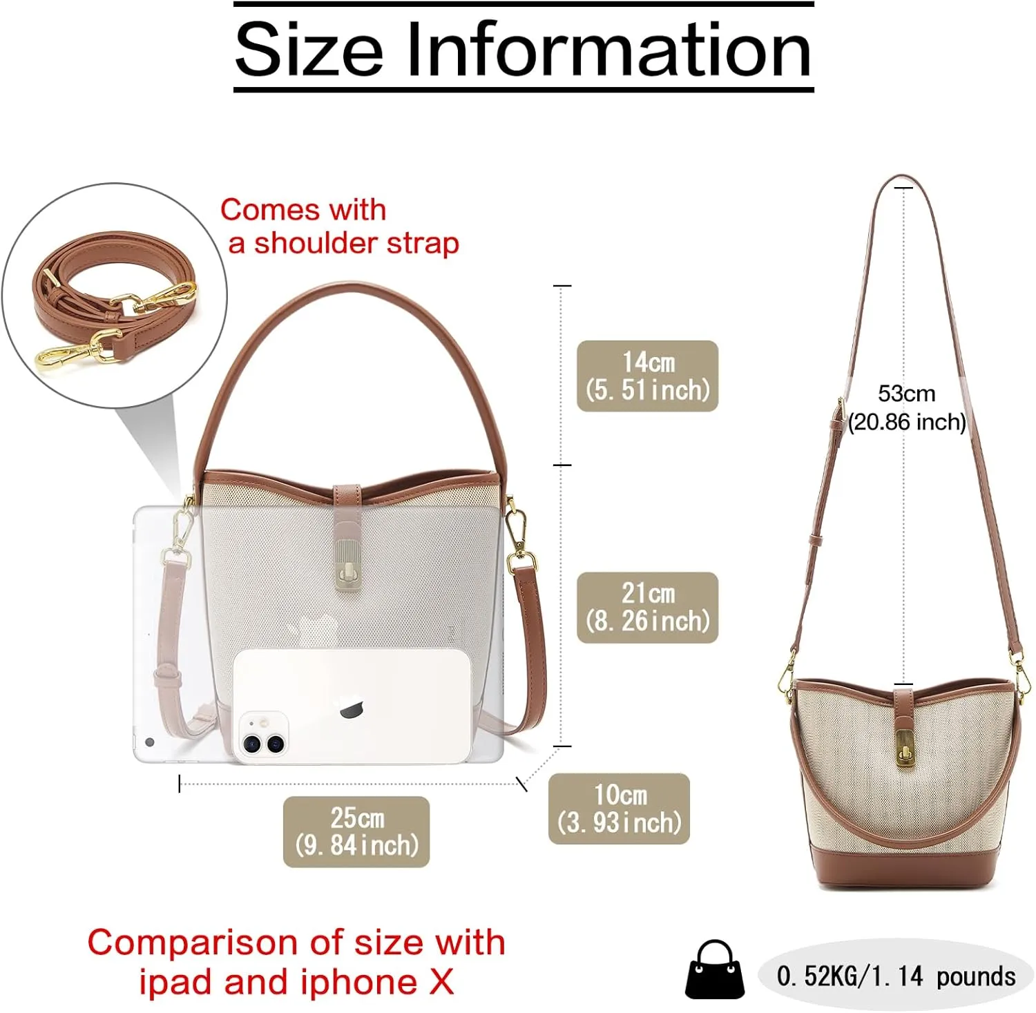 FOXLOVER Coated Canvas Bucket Crossbody Bags for Women Top-Handle Handbags Small Satchel Purse Trendy Twist Lock