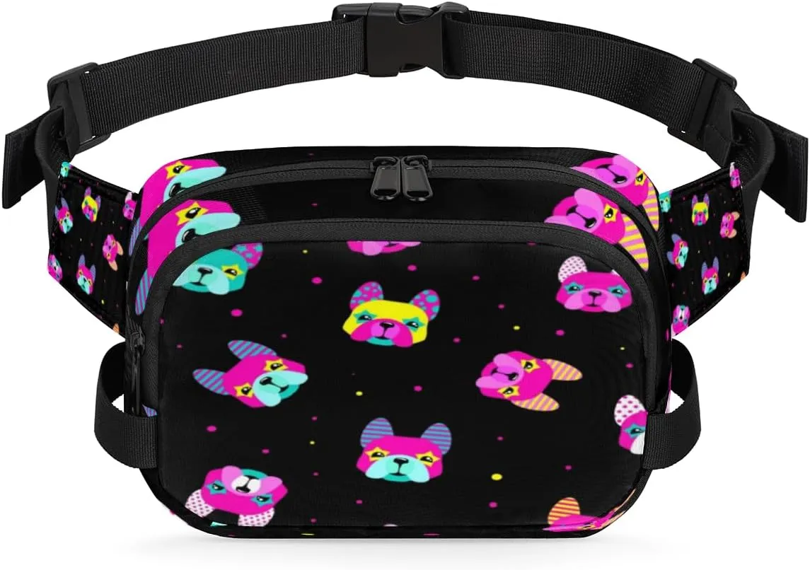 French Bulldog Polka Dots Durable Waterproof Fanny Pack with Double Zipper Closure - Organize Your Essentials with Ease - Lightweight and Comfortable for Men and Women