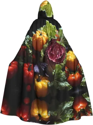 Fresh Cabbage Prints Adult Hooded Cape Cloak for Halloween, Role-Playing, and Costume Parties